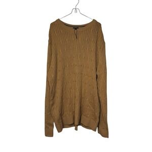 Express Men's Sweater‎ Cable Knitted Pullover Cotton Long Sleeve Yellow XXL NWOT